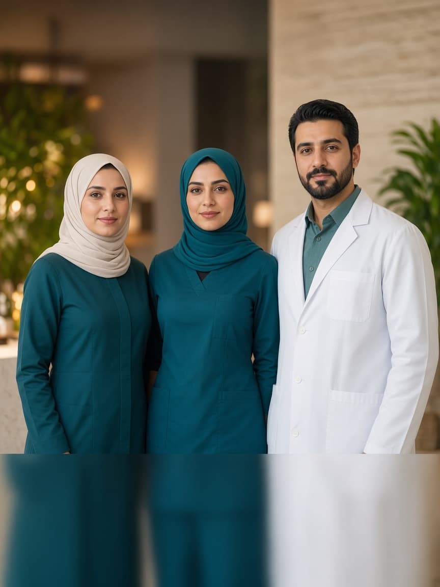 محترفون في الرعاية الصحية والعافية داخل عيادة AuraLink